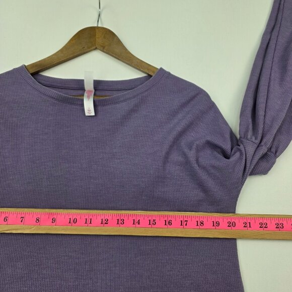 Xhilaration Purple Bell Sleeve Waffle Knit Thermal Pajama Top Shirt Size Small - Picture 12 of 14